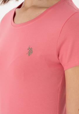 Kadın Koyu Pembe Bisiklet Yaka Tişört - 50300894064