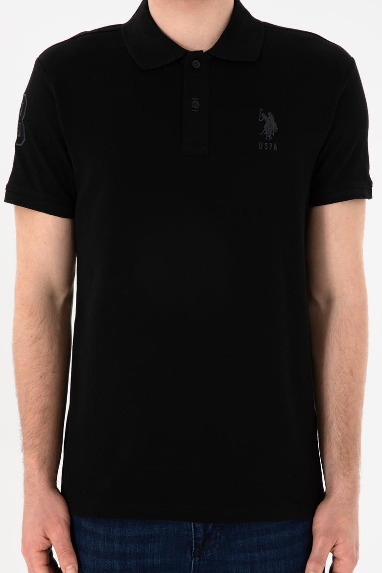 Erkek Slim Fit Polo Yaka Siyah Basic Tişört - 50305929011