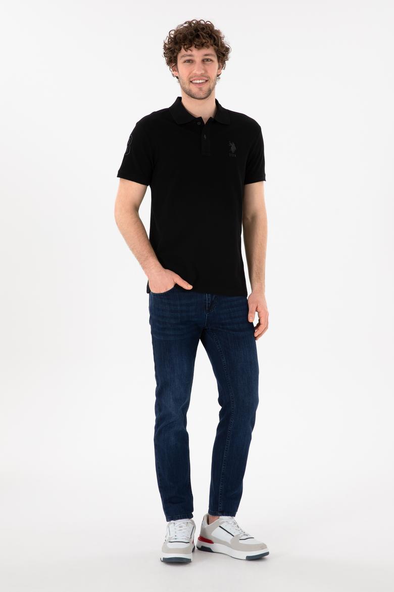 Erkek Slim Fit Polo Yaka Siyah Basic Tişört - 50305929011