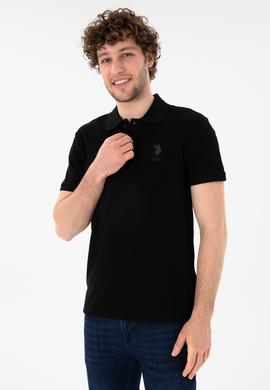 Erkek Slim Fit Polo Yaka Siyah Basic Tişört - 50305929011
