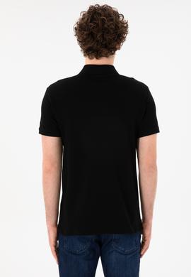 Erkek Slim Fit Polo Yaka Siyah Basic Tişört - 50305929011