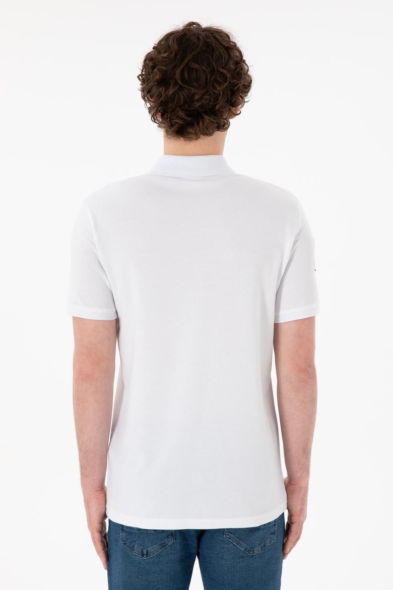 Erkek Slim Fit Polo Yaka Beyaz Basic Tişört - 50305929001