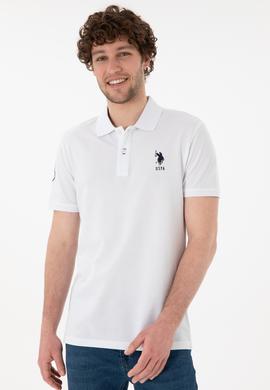 Erkek Slim Fit Polo Yaka Beyaz Basic Tişört - 50305929001