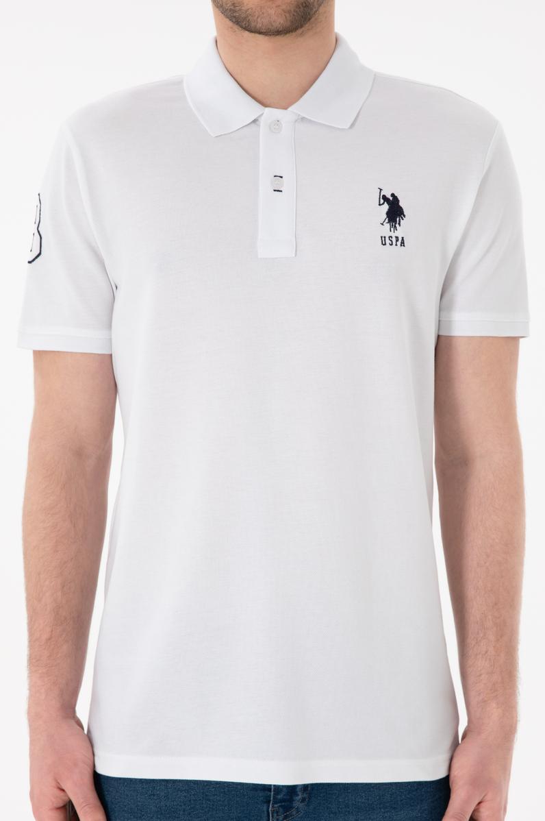 Erkek Slim Fit Polo Yaka Beyaz Basic Tişört