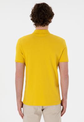 Erkek Slim Fit Polo Yaka Sarı Basic Tişört - 50305929166