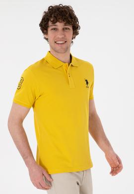 Erkek Slim Fit Polo Yaka Sarı Basic Tişört - 50305929166