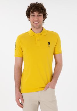 Erkek Slim Fit Polo Yaka Sarı Basic Tişört - 50305929166