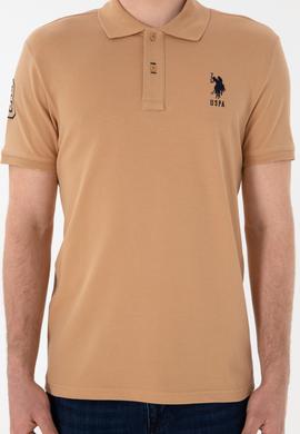 Erkek Slim Fit Polo Yaka Camel Basic Tişört - 50305929237