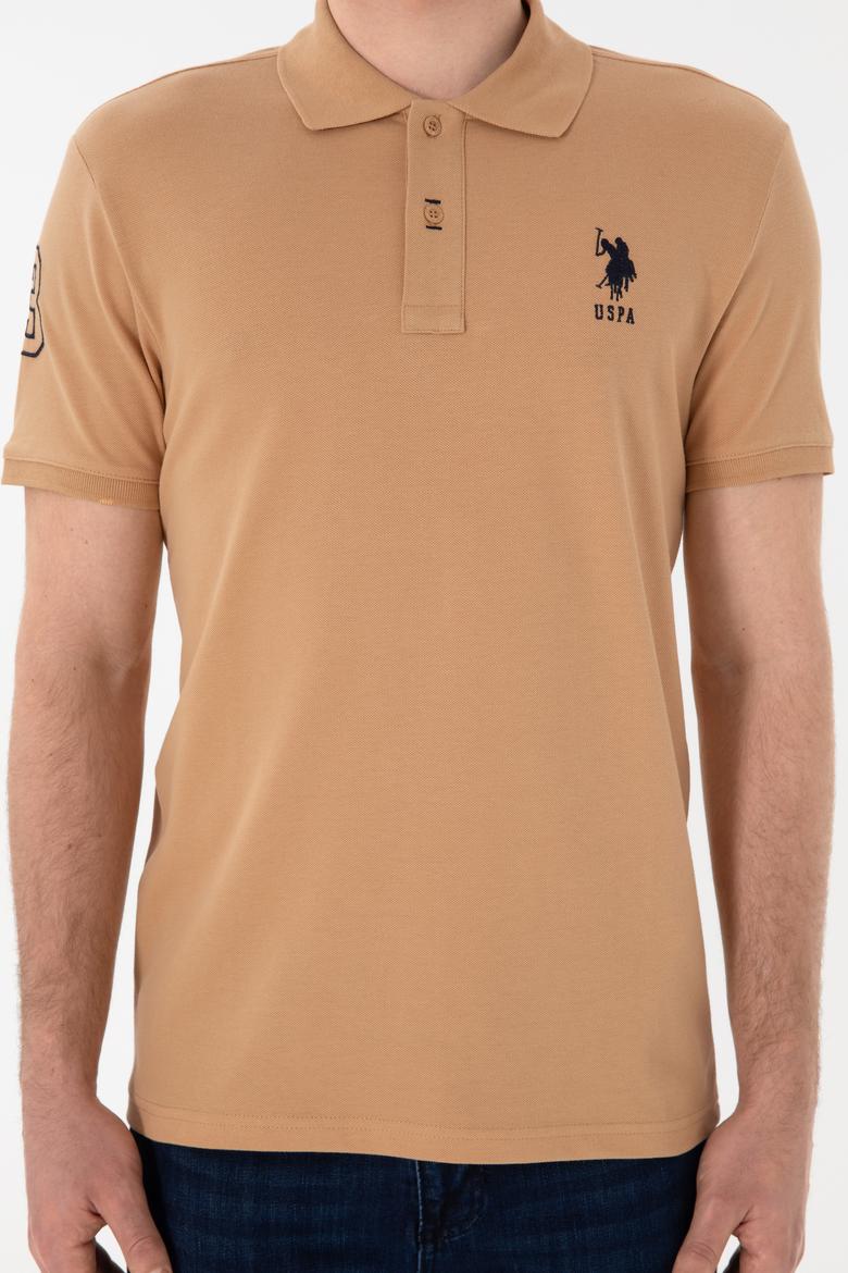 Erkek Slim Fit Polo Yaka Camel Basic Tişört - 50305929237