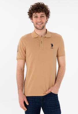 Erkek Slim Fit Polo Yaka Camel Basic Tişört - 50305929237
