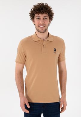 Erkek Slim Fit Polo Yaka Camel Basic Tişört - 50305929237