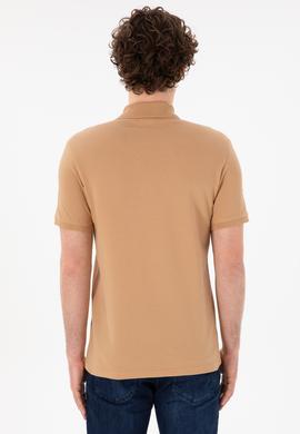 Erkek Slim Fit Polo Yaka Camel Basic Tişört - 50305929237