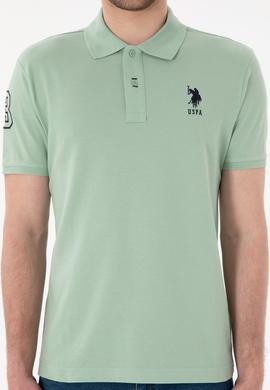 Erkek Slim Fit Polo Yaka Su Yeşili Basic Tişört - 50305929128