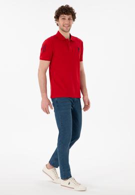 Erkek Slim Fit Polo Yaka Kırmızı Basic Tişört - 50305929246