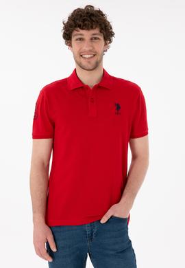 Erkek Slim Fit Polo Yaka Kırmızı Basic Tişört - 50305929246