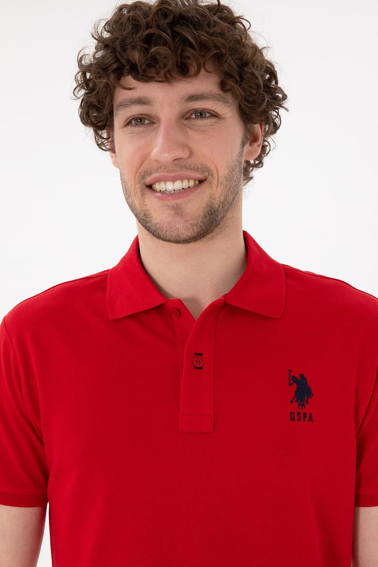 Erkek Slim Fit Polo Yaka Kırmızı Basic Tişört - 50305929246