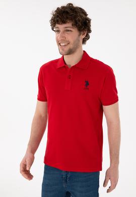 Erkek Slim Fit Polo Yaka Kırmızı Basic Tişört - 50305929246