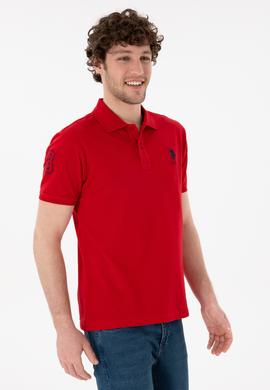 Erkek Slim Fit Polo Yaka Kırmızı Basic Tişört - 50305929246