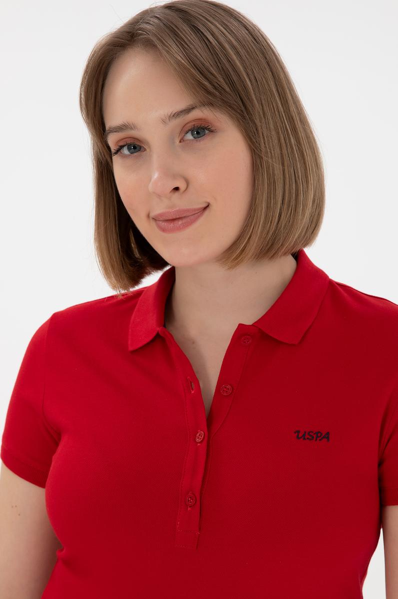 Kadın Kırmızı Basic Polo Yaka Tişört
