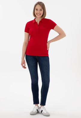 Kadın Kırmızı Basic Polo Yaka Tişört - 50305764011