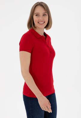 Kadın Kırmızı Basic Polo Yaka Tişört - 50305764011