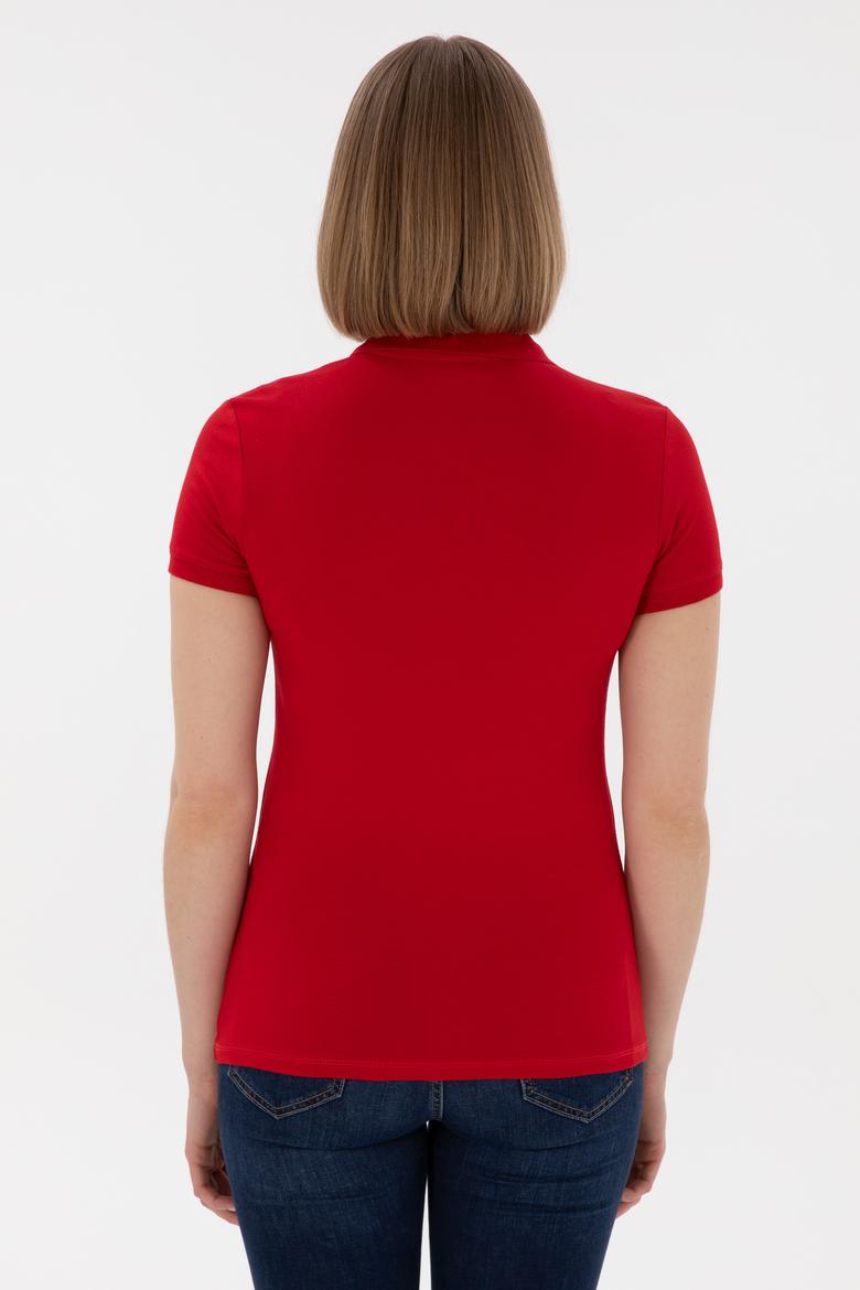 Kadın Kırmızı Basic Polo Yaka Tişört - 50305764011