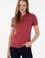Kadın Vişne Basic Polo Yaka Tişört