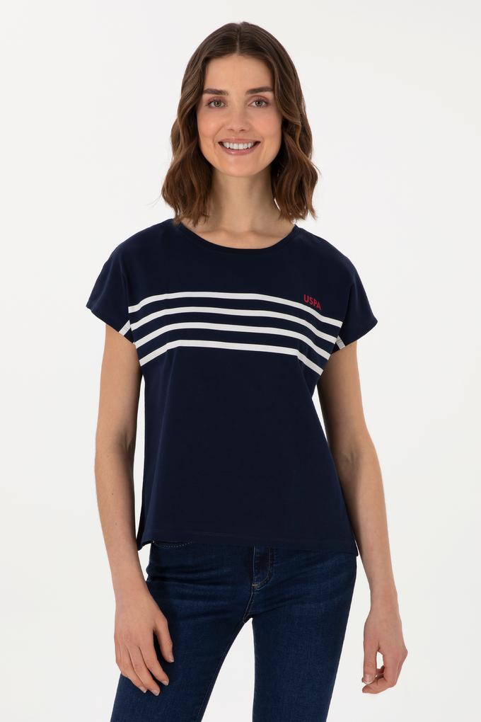 Kadın Lacivert Bisiklet Yaka Tişört