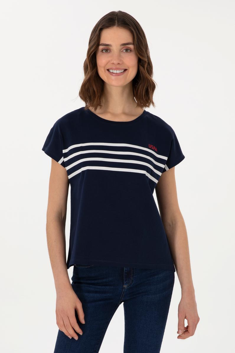 Kadın Lacivert Bisiklet Yaka Tişört