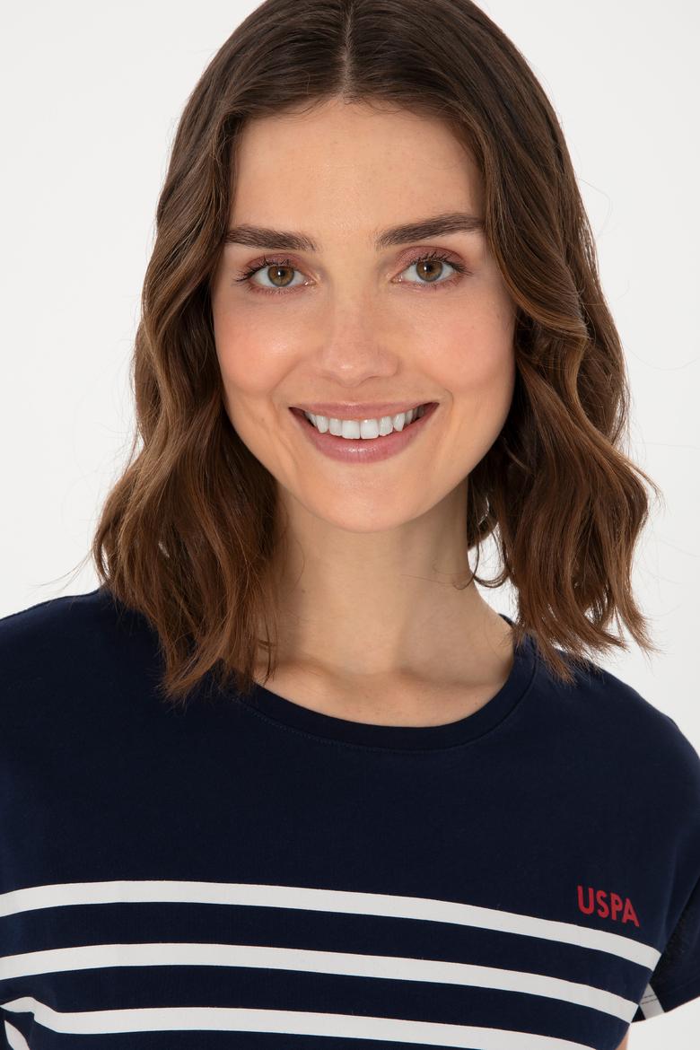 Kadın Lacivert Bisiklet Yaka Tişört - 50305823003