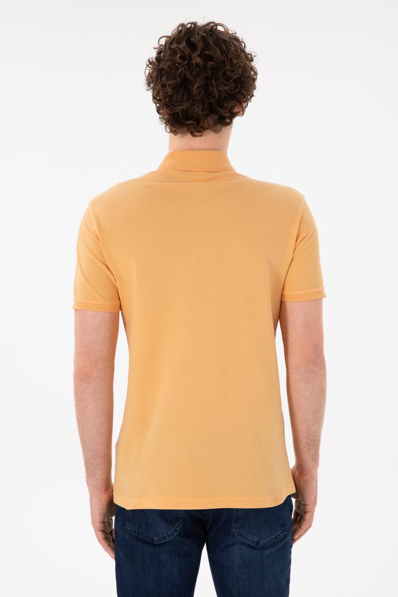 Erkek Slim Fit Polo Yaka Turuncu Basic Tişört - 50305929251