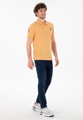 Erkek Slim Fit Polo Yaka Turuncu Basic Tişört - 50305929251