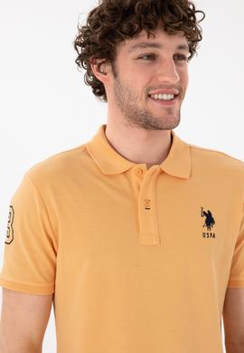 Erkek Slim Fit Polo Yaka Turuncu Basic Tişört - 50305929251