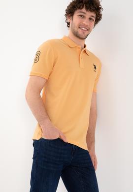 Erkek Slim Fit Polo Yaka Turuncu Basic Tişört - 50305929251