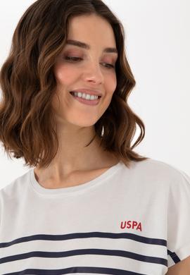 Kadın Ekru Bisiklet Yaka Tişört - 50305823042