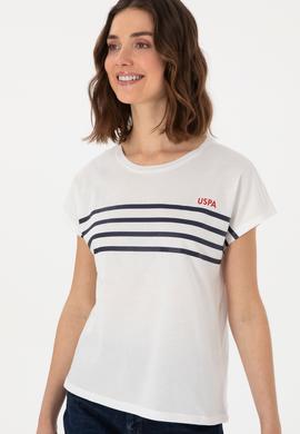 Kadın Ekru Bisiklet Yaka Tişört - 50305823042