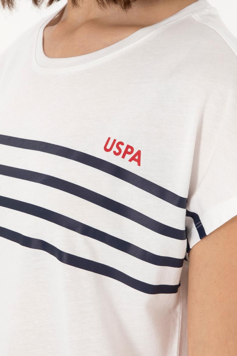 Kadın Ekru Bisiklet Yaka Tişört - 50305823042