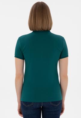 Kadın Koyu Yeşil Basic Polo Yaka Tişört - 50305764164