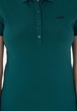 Kadın Koyu Yeşil Basic Polo Yaka Tişört - 50305764164