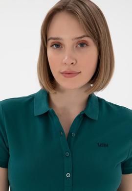 Kadın Koyu Yeşil Basic Polo Yaka Tişört - 50305764164
