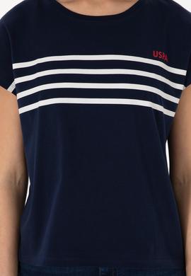 Kadın Lacivert Bisiklet Yaka Tişört - 50305823003