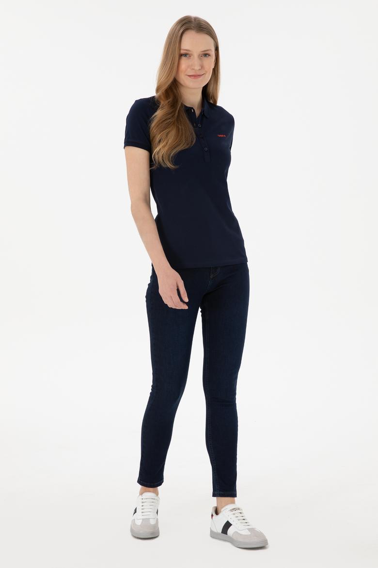 Kadın Lacivert Basic Polo Yaka Tişört - 50305764149