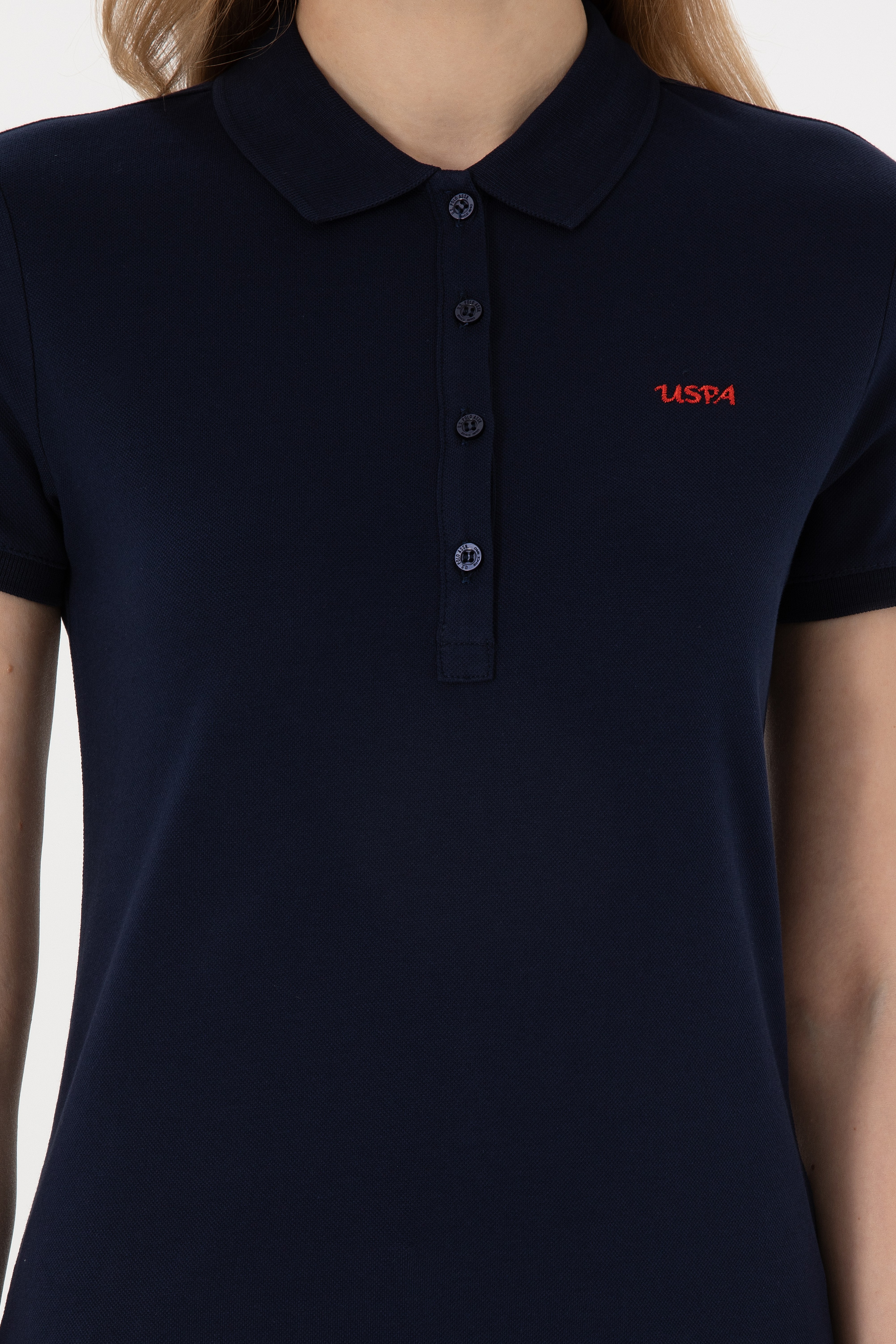 Kadın Lacivert Basic Polo Yaka Tişört - Image 6