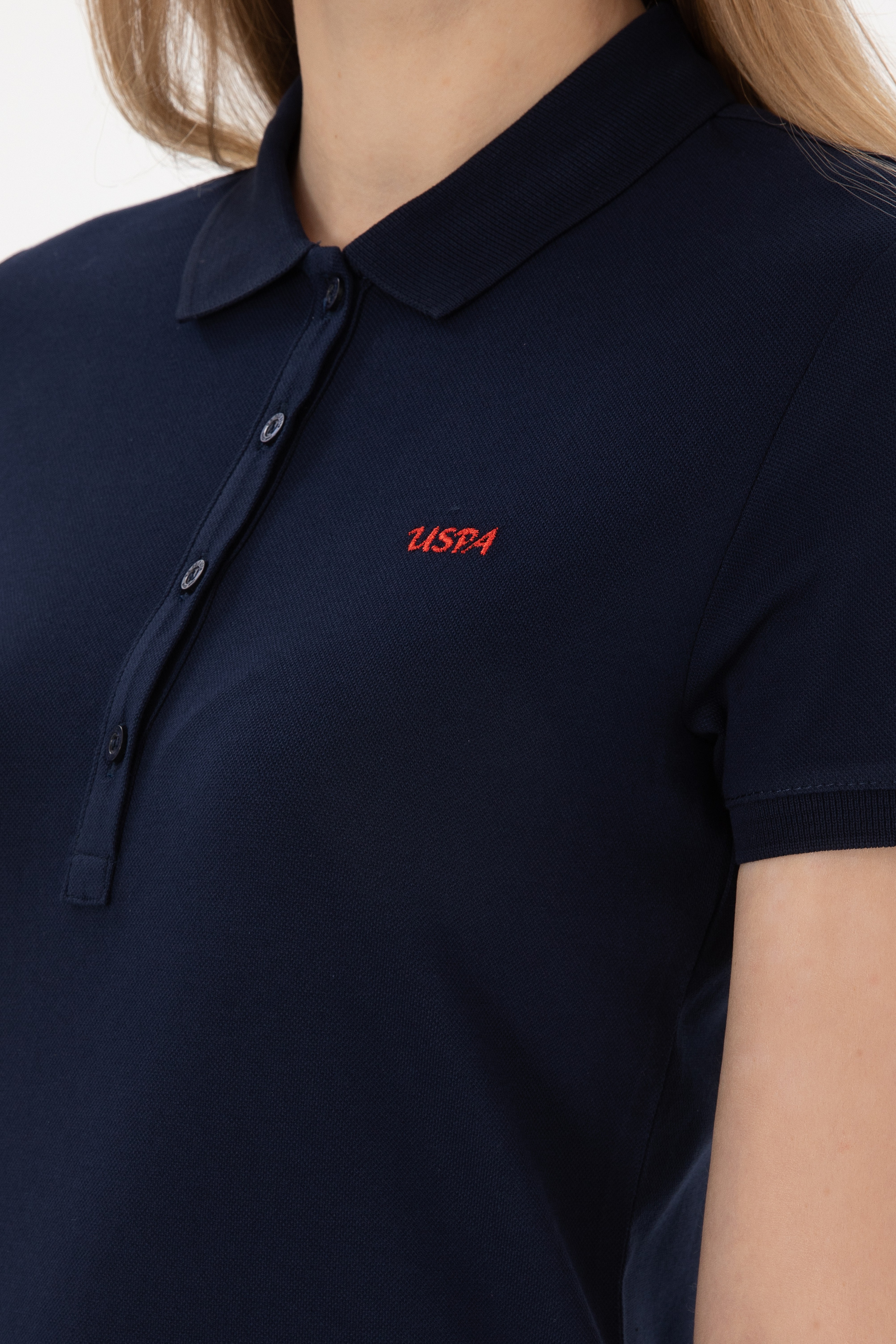 Kadın Lacivert Basic Polo Yaka Tişört - Image 7