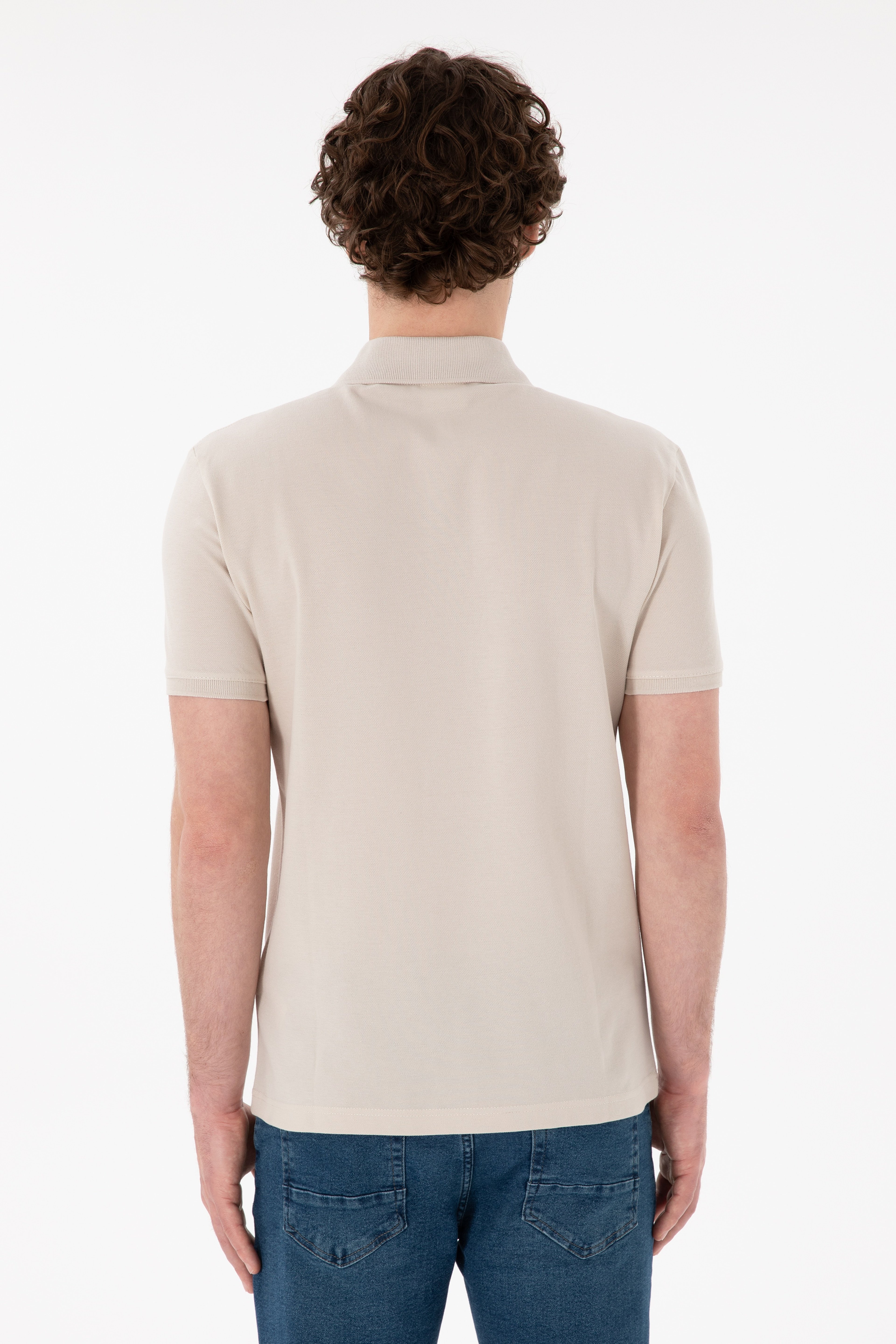 Erkek Slim Fit Polo Yaka Taş Basic Tişört