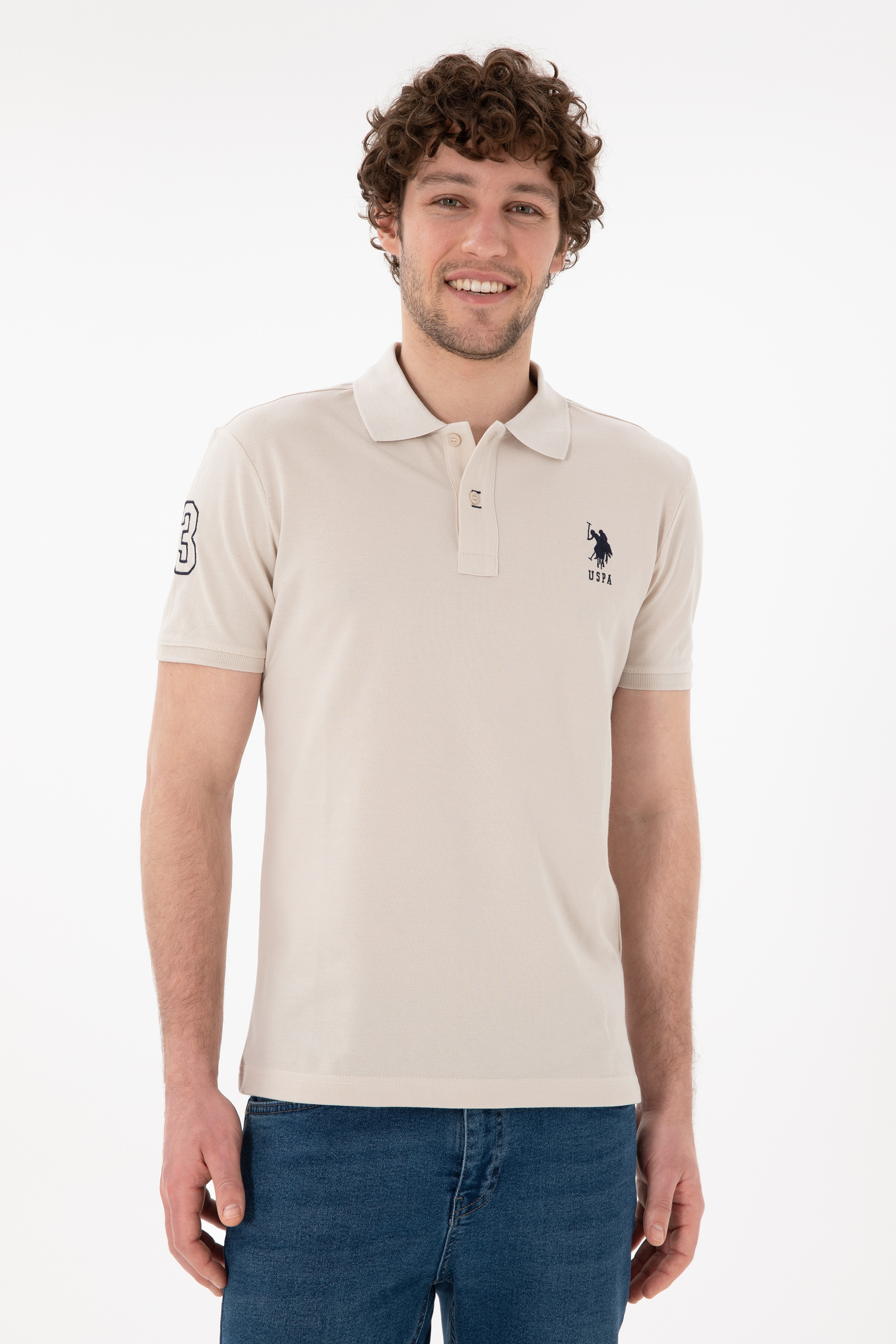Erkek Slim Fit Polo Yaka Taş Basic Tişört - Image 4