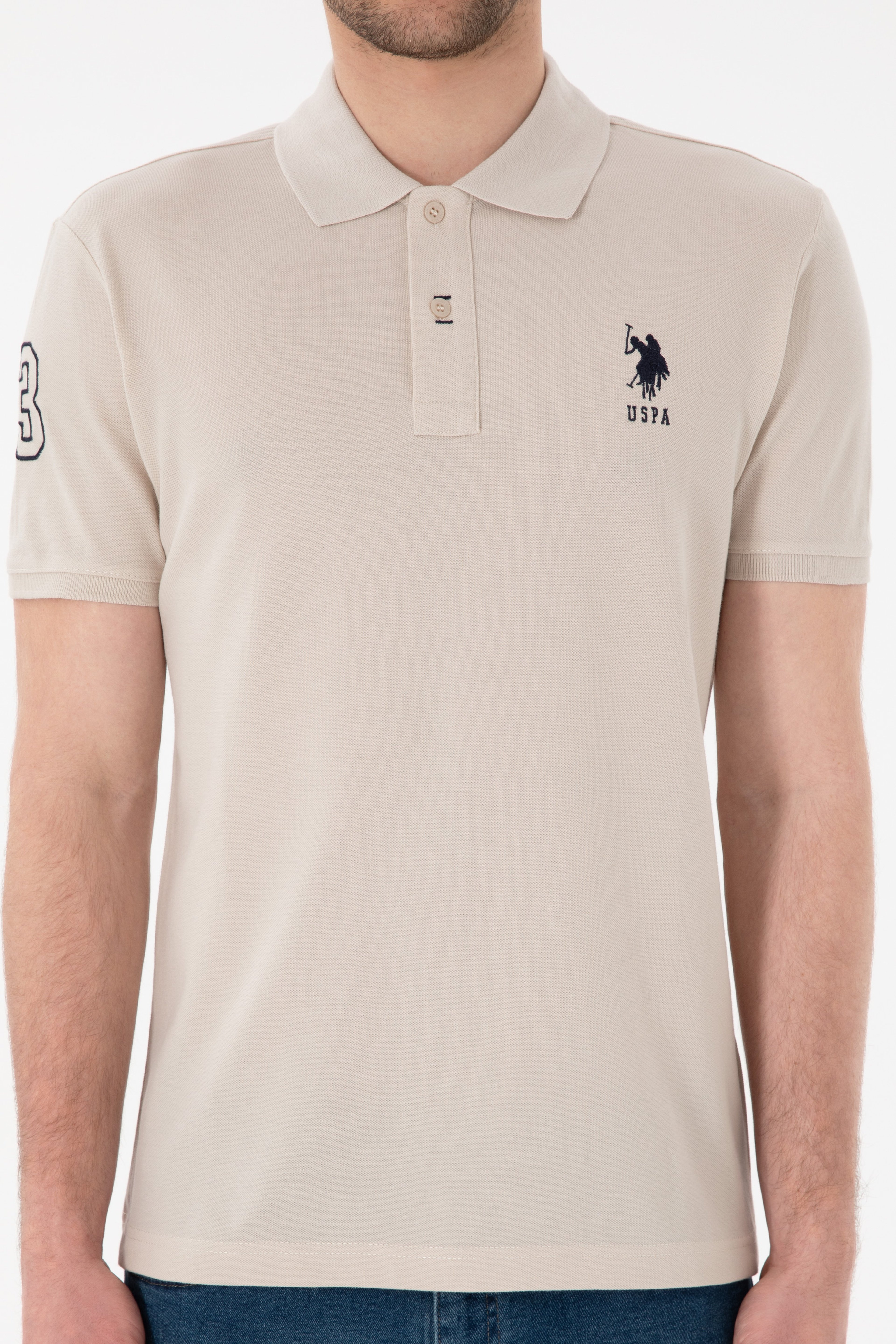 Erkek Slim Fit Polo Yaka Taş Basic Tişört - Image 7