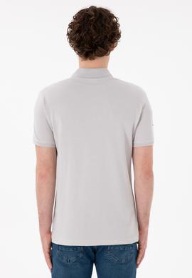 Erkek Slim Fit Polo Yaka Açık Gri Basic Tişört - 50305929286