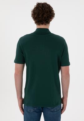 Erkek Regular Fit Polo Yaka Koyu Yeşil Basic Tişört - 50306007267