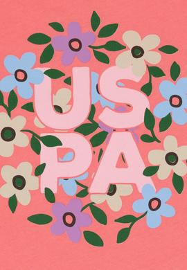 Kız Çocuk Pembe Bisiklet Yaka Çiçek Baskılı Pamuk Tişört - 50306187008